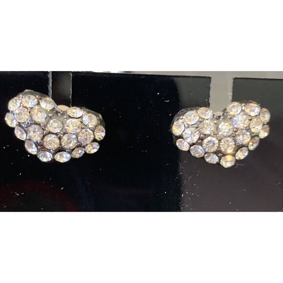 Earrings Heart And Sparkle Silver Color Themed 4 Pair Lot Pierced Dangler FLAW - Picture 6 of 12